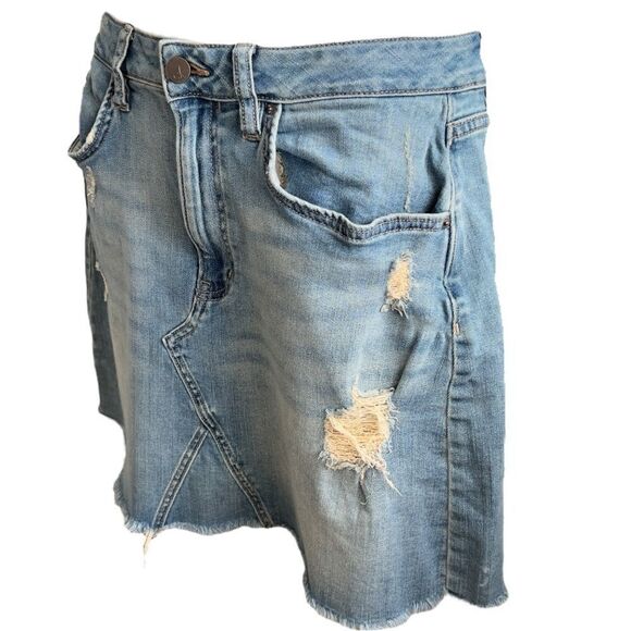 CALVIN KLEIN JEANS Denim Mini Skirt Distressed Design Size 30 - Picture 3 of 5